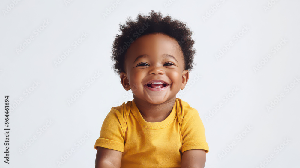 Portrait of Happy Black toddler boy, sitting joyfully ,isolated on a pure white background Portrait of Happy Black toddler boy, sitting joyfully ,isolated on a pure white background