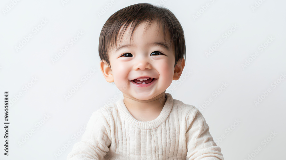 Portrait of Happy Asian toddler boy, sitting cheerfully ,isolated on a pure white background Portrait of Happy Asian toddler boy, sitting cheerfully ,isolated on a pure white background