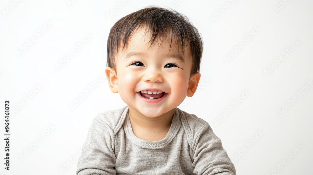 Portrait of Happy Asian toddler boy, sitting cheerfully ,isolated on a pure white background Portrait of Happy Asian toddler boy, sitting cheerfully ,isolated on a pure white background