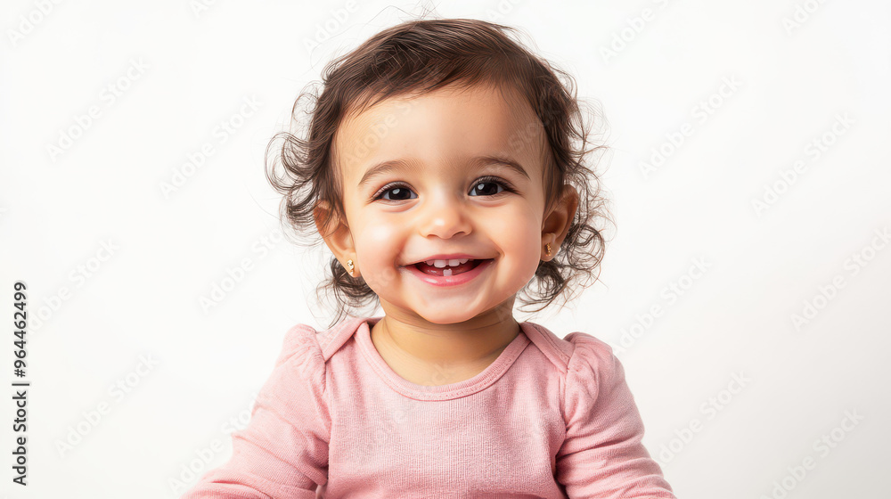 Portrait of Smiling Middle Eastern toddler girl, sitting cheerfully ,isolated on a pure white background Portrait of Smiling Middle Eastern toddler girl, sitting cheerfully ,isolated on a pure white background