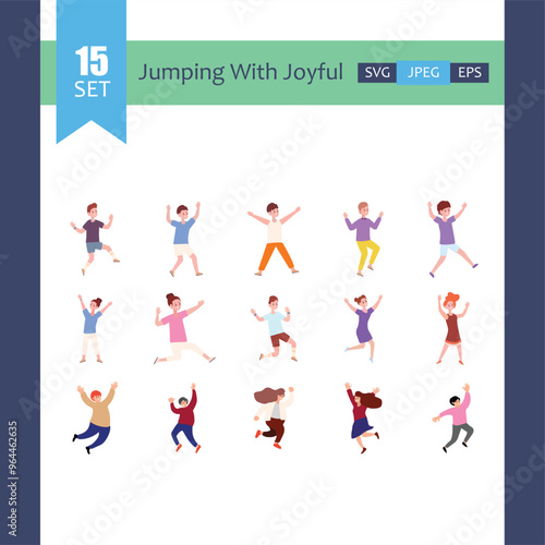 People Are Jumping With Joyful Expressions Illustration