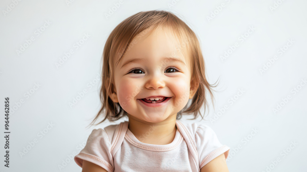 Portrait of Smiling Caucasian toddler girl, sitting joyfully ,isolated on a pure white background Portrait of Smiling Caucasian toddler girl, sitting joyfully ,isolated on a pure white background