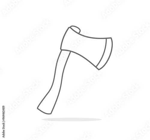 outlined wooden axe drawing vector element design graphic. Isolated outline drawing axe blade in white background