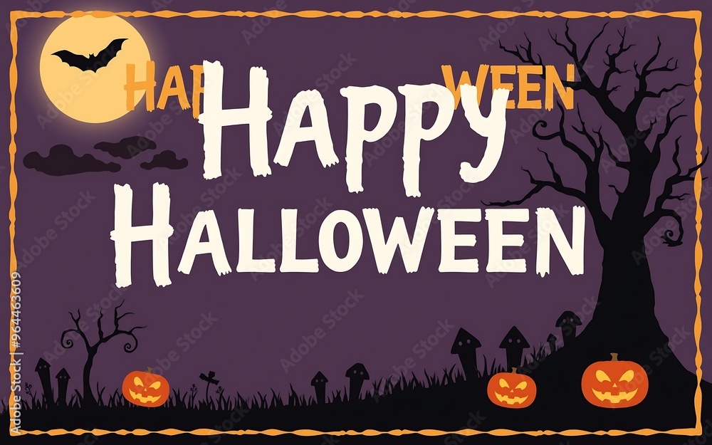 A spooky Halloween greeting card with a full moon, bats, pumpkins, and a haunted forest. Perfect for social media, invitations, or print.
A spooky Halloween greeting card with a full moon, bats, pumpkins, and a haunted forest. Perfect for social media, invitations, or print.