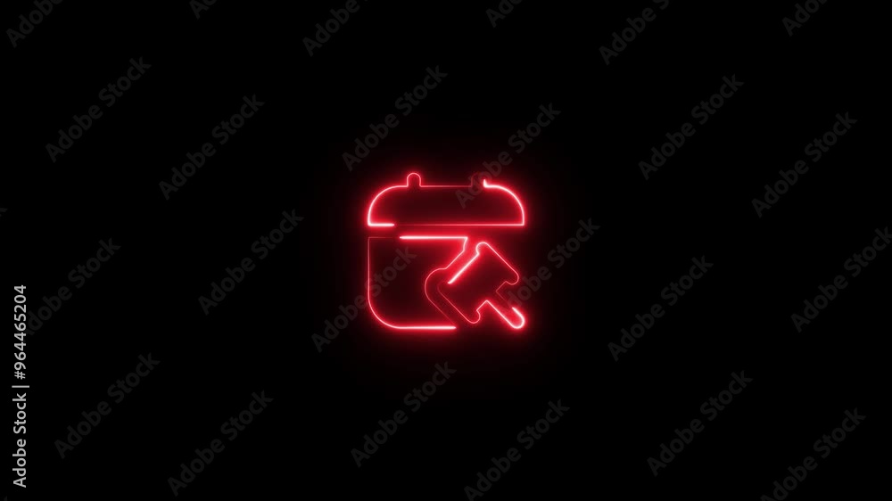 file box with hammer symbol icon glowing neon cyan color animation. file box with hammer symbol icon glowing neon cyan color animation.