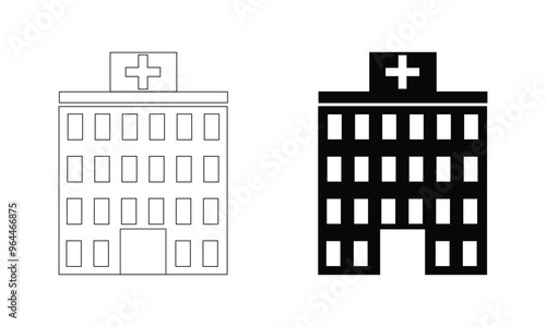 hospital clinic building icon set. vector illustration