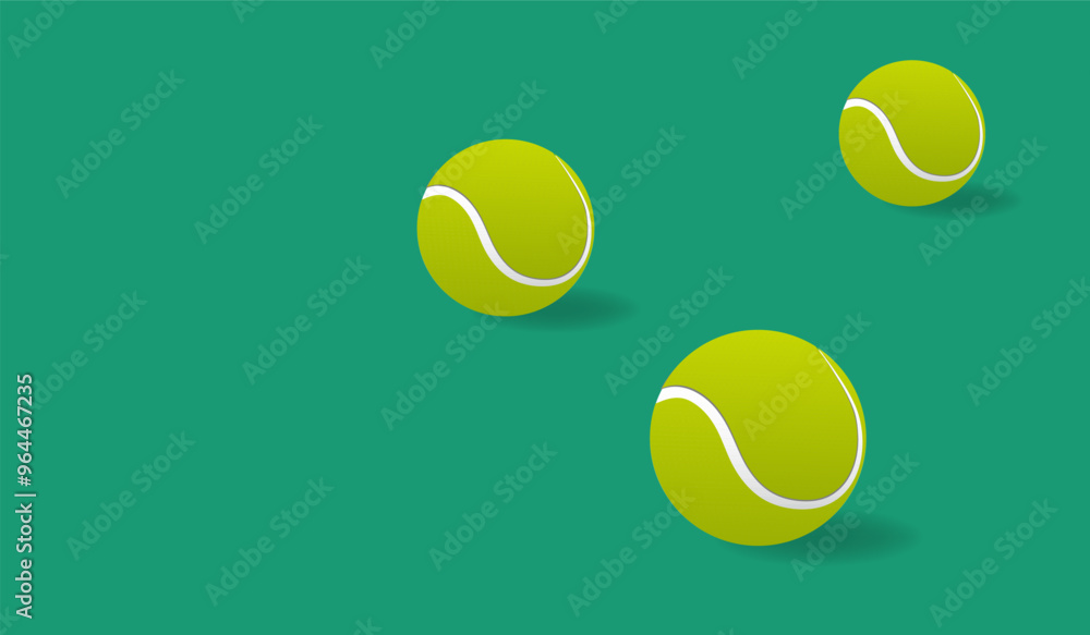Tennis ball vector. Tennis ball in the field. wallpaper. free space for text. copy space.