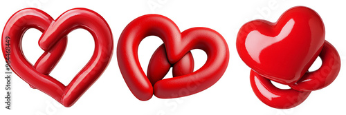 Three intertwined red hearts symbolizing love and connection