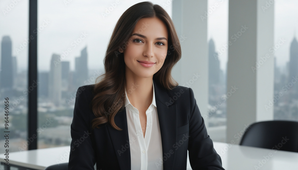 Professional Businesswoman with City Skyline Background Professional Businesswoman with City Skyline Background