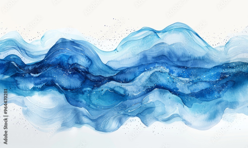 Watercolor abstract night waves on white. Watercolor abstract night waves on white.