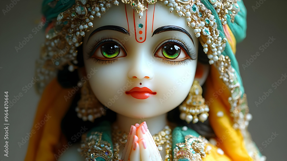 A beautifully crafted statue of a deity with intricate details and vibrant colors. A beautifully crafted statue of a deity with intricate details and vibrant colors.