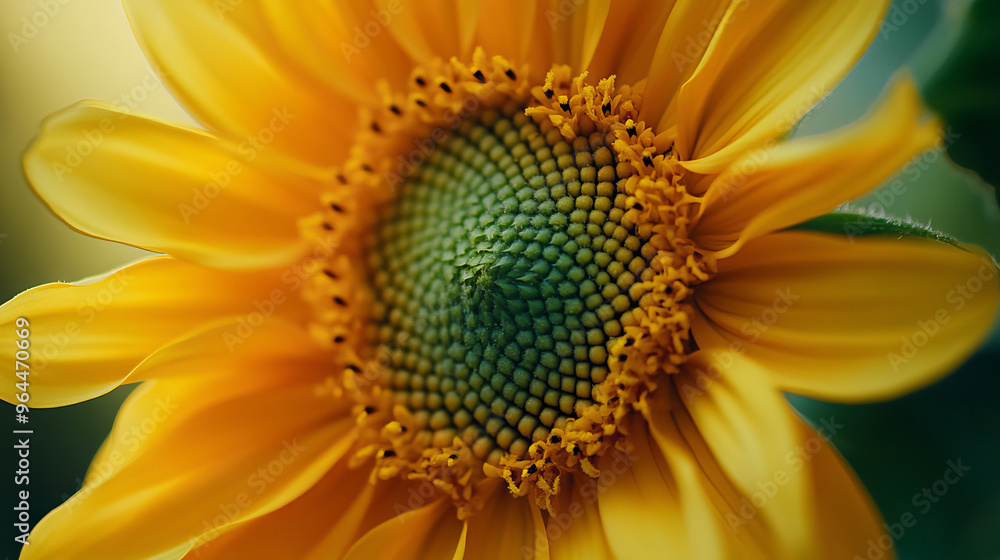 A flower with bright yellow petals and a green center. A flower with bright yellow petals and a green center.