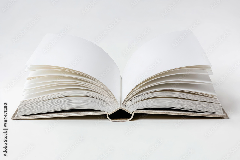 An open book with blank pages isolated on a clean white background. An open book with blank pages isolated on a clean white background.