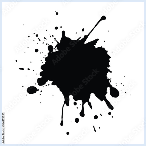 Watercolor splash silhouette, Black paint splats vector illustration  on a white background, Abstract ink black splash doodle