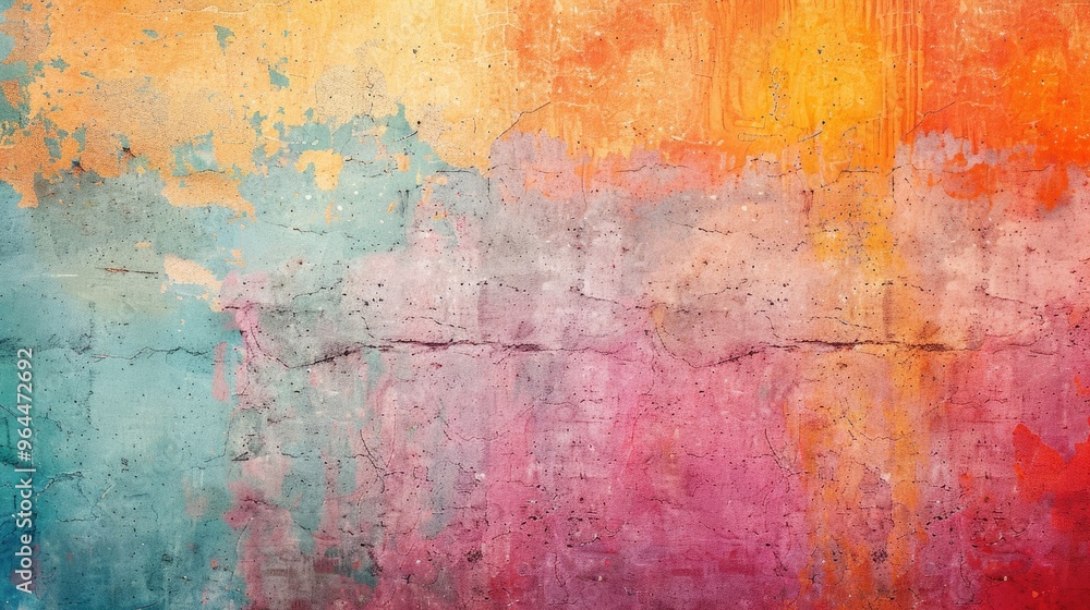 Obraz premium Colorful cement wall background with decorative elements