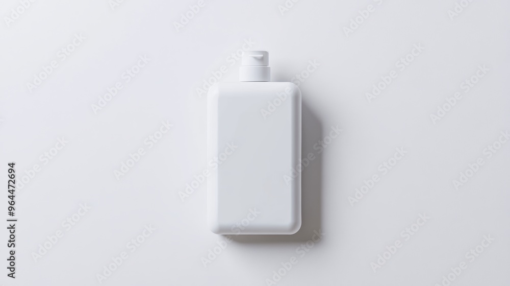 A minimalistic, white plastic packaging for liquid, with a sleek design and easy-pour spout, isolated on a pure white background A minimalistic, white plastic packaging for liquid, with a sleek design and easy-pour spout, isolated on a pure white background