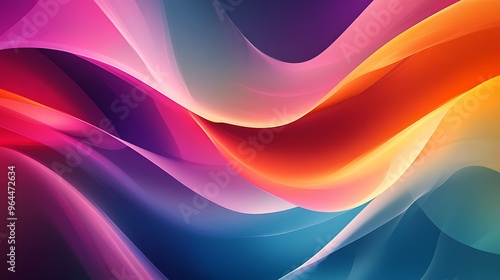 Abstract vibrant waves of color in a dynamic, fluid pattern, showcasing rich gradients and smooth curves in a modern, artistic design. photo