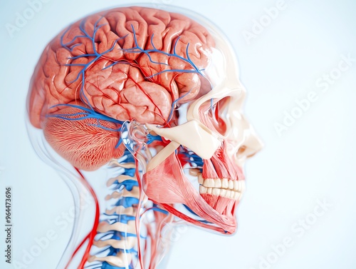 Brainstem anatomy, medulla oblongata detail, 3D illustration photo