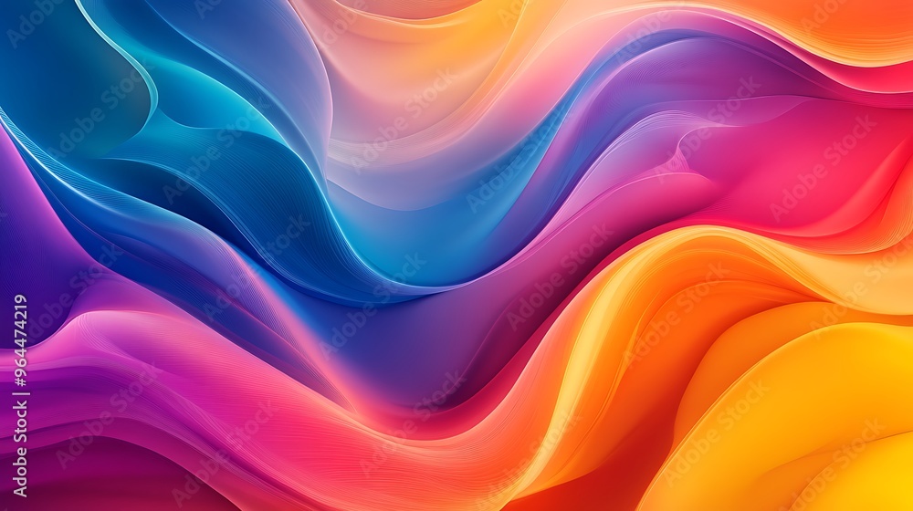 Fototapeta premium Abstract vibrant waves of color in a dynamic, fluid pattern, showcasing rich gradients and smooth curves in a modern, artistic design.