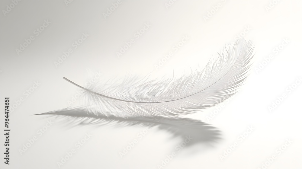 CG Floating Feather: A delicate, CG-rendered feather floating gracefully on a white background, casting a soft shadow.
CG Floating Feather: A delicate, CG-rendered feather floating gracefully on a white background, casting a soft shadow.