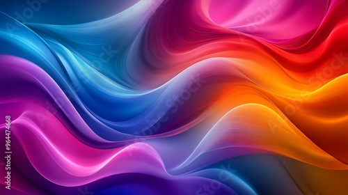 Wallpaper Mural Abstract vibrant waves of color in a dynamic, fluid pattern, showcasing rich gradients and smooth curves in a modern, artistic design. Torontodigital.ca