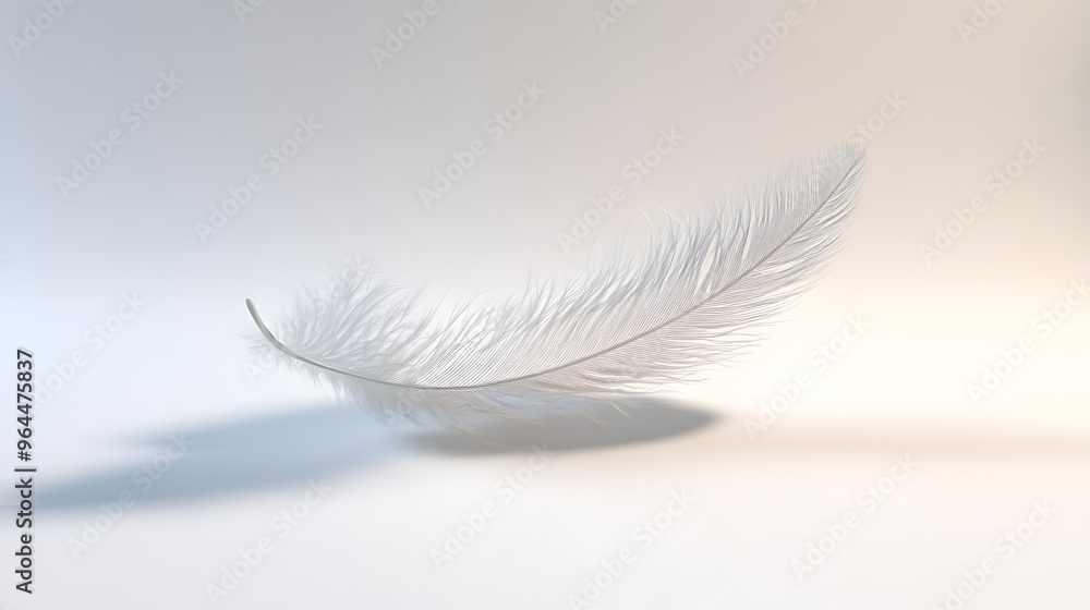 CG Floating Feather: A delicate, CG-rendered feather floating gracefully on a white background, casting a soft shadow.
CG Floating Feather: A delicate, CG-rendered feather floating gracefully on a white background, casting a soft shadow.