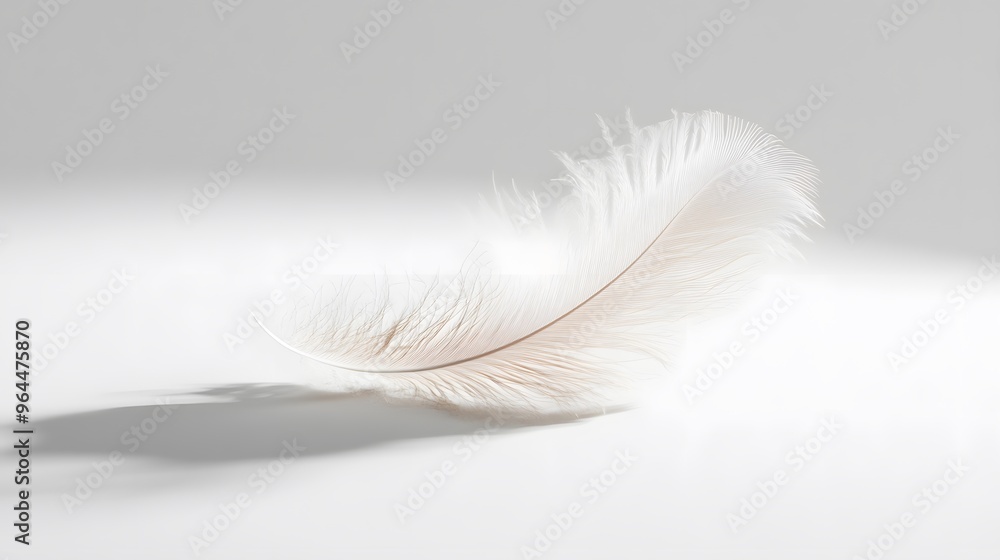 CG Floating Feather: A delicate, CG-rendered feather floating gracefully on a white background, casting a soft shadow.
CG Floating Feather: A delicate, CG-rendered feather floating gracefully on a white background, casting a soft shadow.