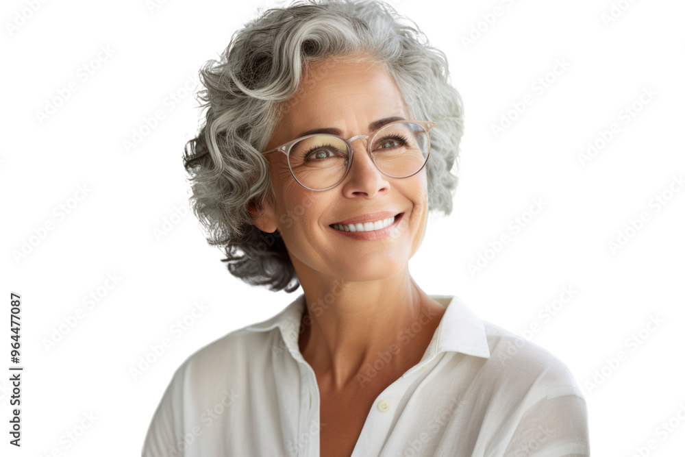Portrait of an elderly woman with a calm smile, isolated on a white background. Portrait of an elderly woman with a calm smile, isolated on a white background.