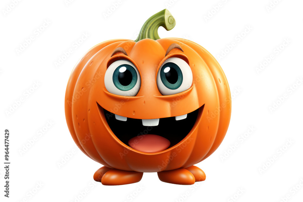 Fun illustration of a pumpkin character with big eyes, isolated on a white background. Fun illustration of a pumpkin character with big eyes, isolated on a white background.