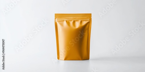 A simple, unbranded pet snack pouch mockup with a glossy surface, isolated on a white background photo