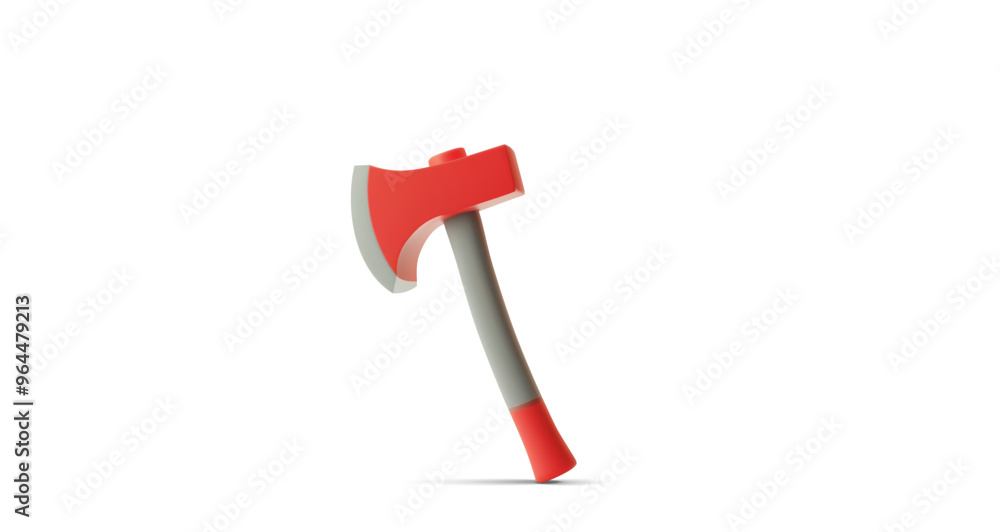 3D vector illustration of a red and grey axe with a modern, minimalist design. Suitable for themes related to tools, outdoor activities, survival gear, or emergency equipment concepts. 3D vector illustration of a red and grey axe with a modern, minimalist design. Suitable for themes related to tools, outdoor activities, survival gear, or emergency equipment concepts.