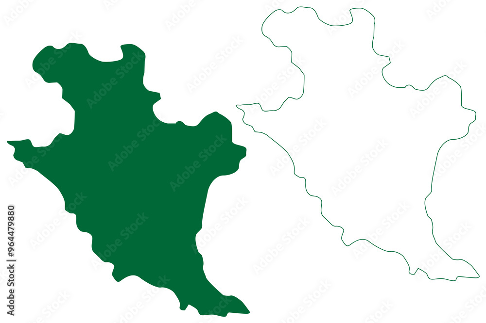 Obraz premium Bilaspur district (Chhattisgarh State, Bilaspur division, Republic of India) map vector illustration, scribble sketch Bilaspur map