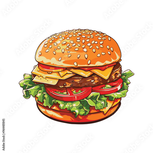  Delicious Burger Vector isolated Illustration