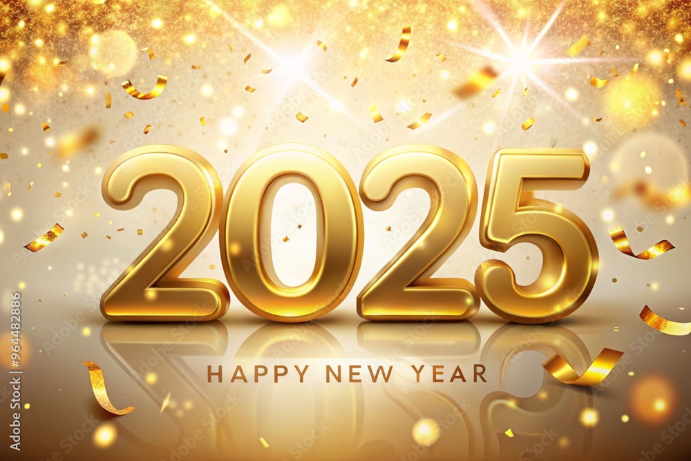 2025 Happy New Year banner with falling confetti 2025 Happy New Year banner with falling confetti