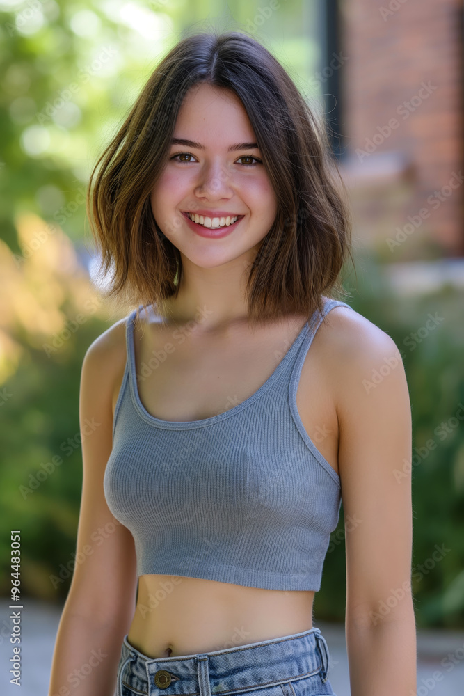 Young busty but slim and fit teenage girl is smiling and wearing a black tank top and blue jeans. Female teenager posing outside at summertime young-busty-slim-teenage-teenage-girl Young busty but slim and fit teenage girl is smiling and wearing a black tank top and blue jeans. Female teenager posing outside at summertime young-busty-slim-teenage-teenage-girl