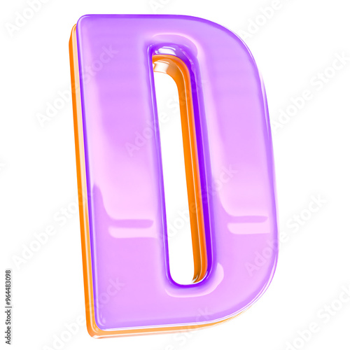 3D Render D Letter With Yellow And Purple photo