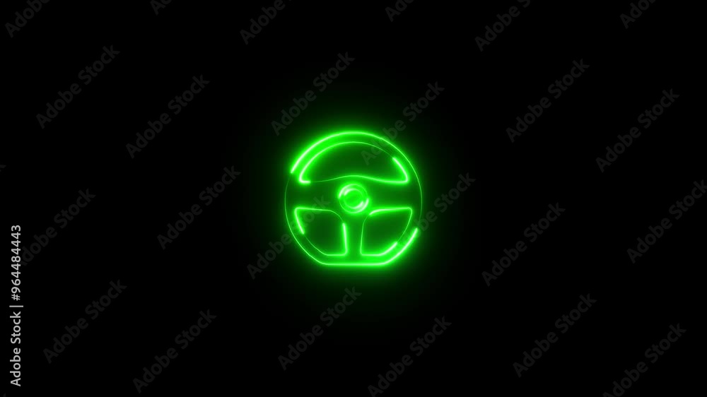 Glowing neon line Steering wheel icon isolated on black background. Car wheel icon. 4K Video motion graphic animation. Glowing neon line Steering wheel icon isolated on black background. Car wheel icon. 4K Video motion graphic animation.