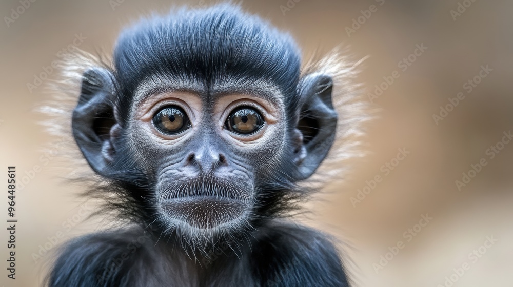 A close up of a baby monkey with big eyes and long hair, AI A close up of a baby monkey with big eyes and long hair, AI