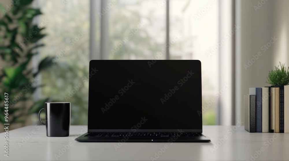 Laptop and Coffee Mug on a Desk Laptop and Coffee Mug on a Desk