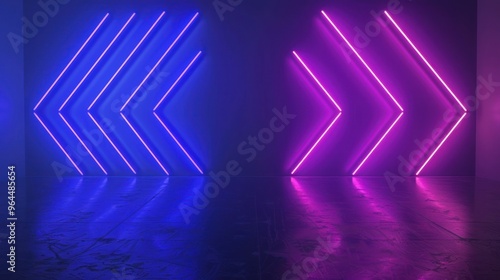 Neon Arrows on a Wall