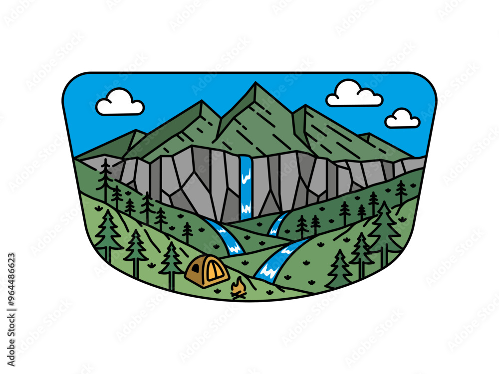 Fototapeta premium natural scenery in the frame illustration