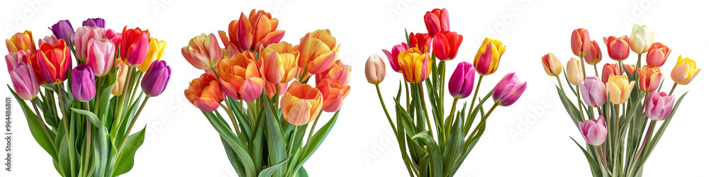 set of A Tulip Bouquet, Colorful Tulip Bunch, Stunning Tulip Display, Bright Tulip Bouquet, Beautiful Tulips, Tulip Ensemble, Exotic Tulip Bouquet, Tulips in Vase, on a transparent backgrounds set of A Tulip Bouquet, Colorful Tulip Bunch, Stunning Tulip Display, Bright Tulip Bouquet, Beautiful Tulips, Tulip Ensemble, Exotic Tulip Bouquet, Tulips in Vase, on a transparent backgrounds