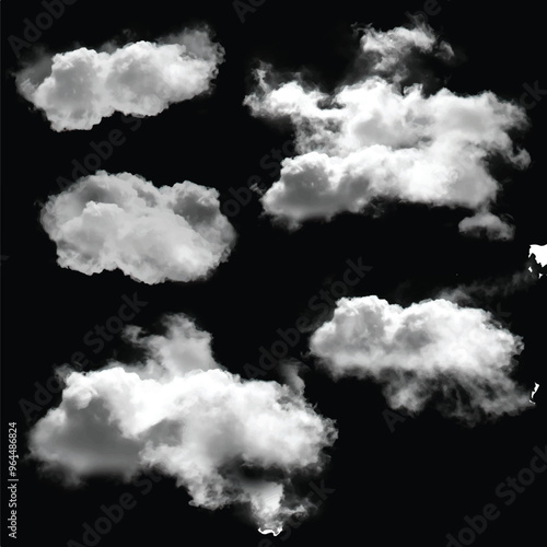 White cumulus cloud shape over solid background