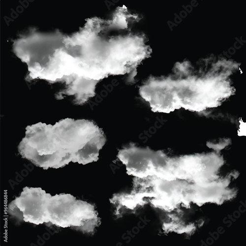 White cumulus cloud shape over solid background