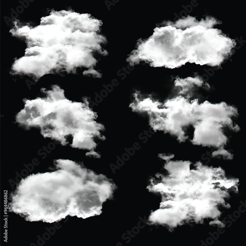 White cumulus cloud shape over solid background