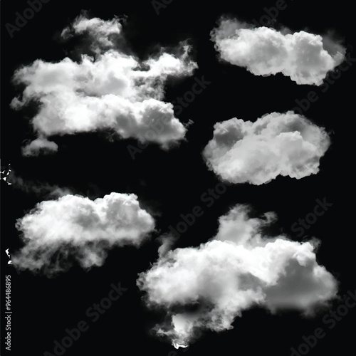 White cumulus cloud shape over solid background