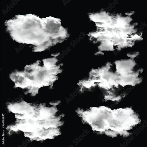 White cumulus cloud shape over solid background