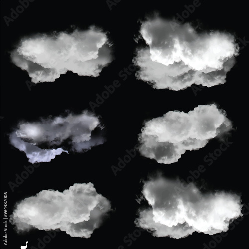 White cumulus cloud shape over solid background