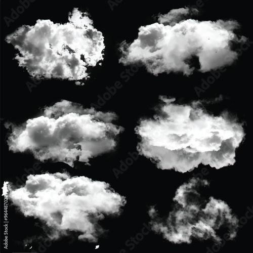 White cumulus cloud shape over solid background