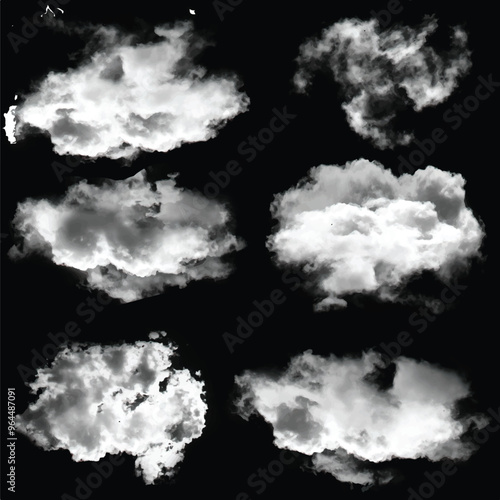 White cumulus cloud shape over solid background
